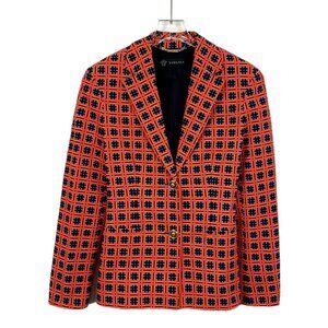 Versace Mens Blazer With Unique Red & Blue Plaid Pattern Size 38